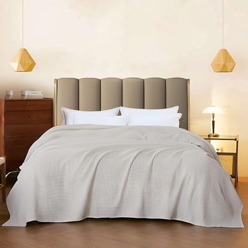Image of Super Soft & Breathable 100% Microfiber Waffle Blanket - Throw Blanket and Quilt for Bed & Sofa Single(60x90) Size - Pearl Grey /Soft Grey