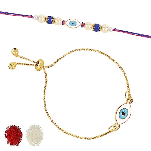 Ensemble Lumba Rakhi mauvais œil I Jewels R129-CO taille unique pour Bhaiya Bhabhi