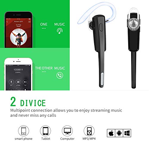 Comexion Bluetooth Headset, Wireless Business Earpiece V4.1 Lightweight Noisy Suppression Bluetooth Earphone With Microphone For Phone/Laptop/Car (Black+Case) #TOP6