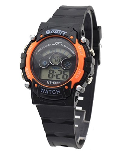 Teslo Sport Digital Round Dial Sport Style Trendy Rubber Streap Orange Color Digital System Watch for Boys and Childrens and Men |3 Month Warranty|