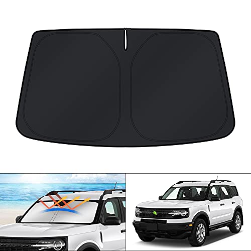 Image of KUST Windshield Sun Shade for 2021-2025 2026 Ford Bronco Sport Accessories Window Custom Fit Sunshade Sun Visor Protector Foldable Blocks UV Rays Keep Your Car Cooler