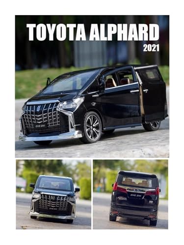 Image of 1:24 Scale Big Toyota Alphard Toy Car | Metal Pullback Diecast Car for Kids with Openable Doors, Sound, Light Effects Toy for Car Enthusiasts (Color As Per Available),black