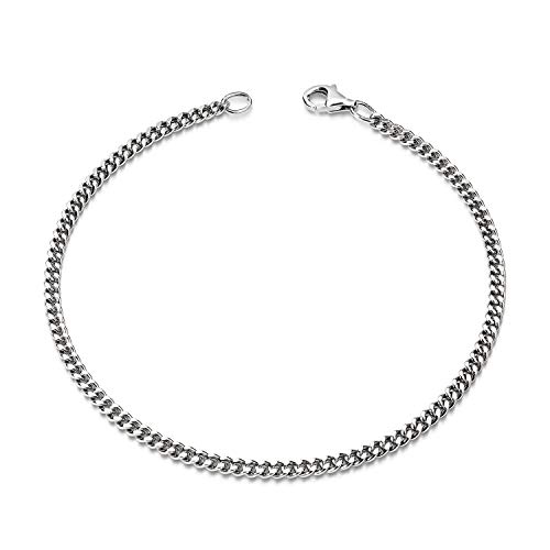 MATERIA Damen Armband Panzerkette - 925 Sterling-Silber 2,8mm diamantiert...