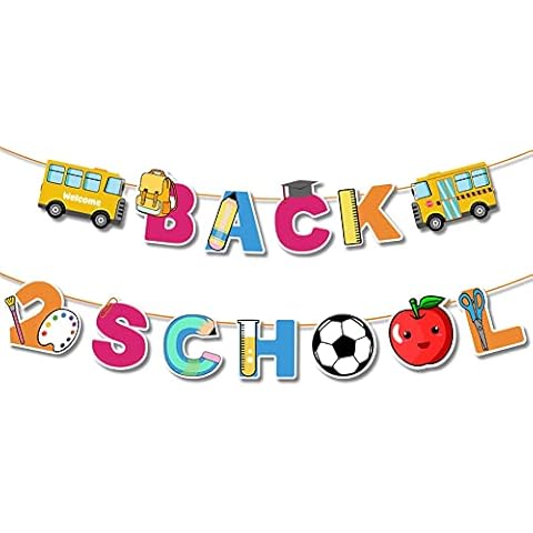 Banner für den Schulanfang, Schulanfang, Dekorationen, 20,3 cm großes Banner, 2 Saiten, Schulanfang, Banner für Klassenzimmer, Lehrer, Büro, Heimdekoration, Schulanfang, Party-Dekorationen Cover