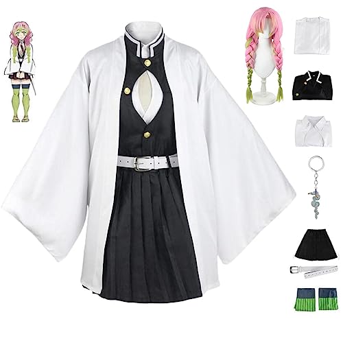 WODEJIAOBAO Kanroji Mitsuri - Disfraz de anime para cosplay, disfraz de cazador de demonios, Kamado, peluca, abrigo completo, para Halloween, fiesta, uniforme, disfraz para mujeres, niñas, 9
