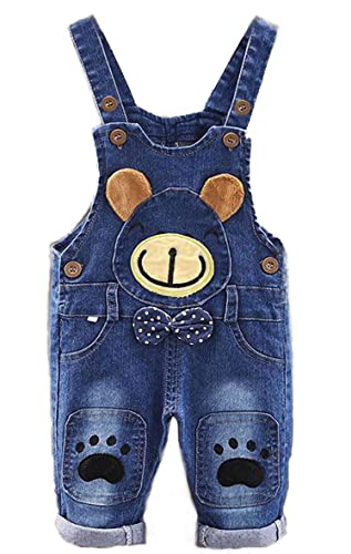 AOOPOO Baby Overall Denim Latzhose Jeans Latzhose Rollbare Latzhose Kinder...