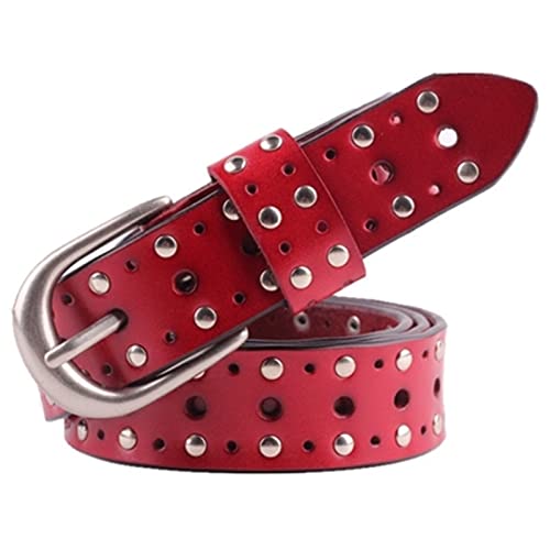 Goth Punk Belt Women's Rivet Punk Belt Leather Wide Casual Belt for Women and Men