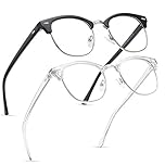 Perfectmiaoxuan 2 Pack Blue Light Blocking Glasses - Retro Round Frame | Anti Fatigue & HD Non-Prescription Lenses for Computer Gaming, Office, and Screen Use | Unisex for Women & Men
