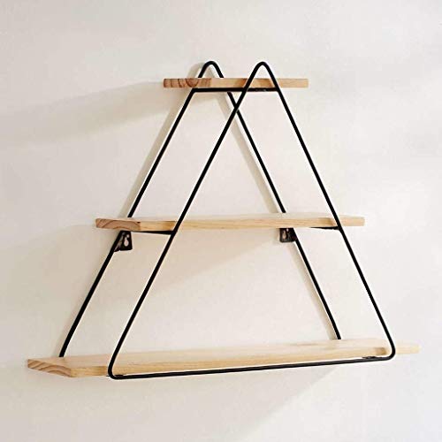 Clgzs Wall Shelf-Floating Shelves, 3 Tier Geometric Diamond Wall Shelves, Wood And Metal Art, Rustic Farmhouse Decor Size: 70X22X50Cm #TOP3