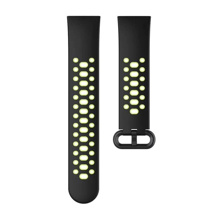 Image of YODI Soft Silicone With Metal Buckal Classic Strap Bands for Redmi Watch 2 Lite /Redmi GPS Smart Watch Only, Comfort and Flexible Straps for Men Women and Kids (BLACK-GREEN)