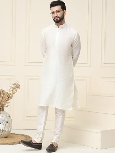 Image of SOJANYA Men's Dupion Silk Solid (Since 1958 Kurta Set & Churidaar Pyjama