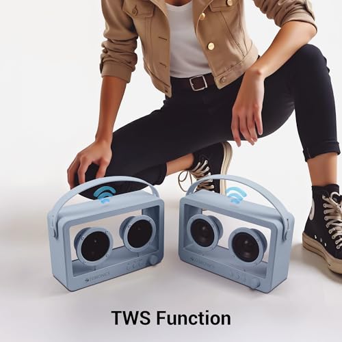 Image of ZEBRONICS Sound Feast 75, Portable Bluetooth Speaker, 14 Watts, 10 Hours Playback, Transparent Body, Dual 6.6 cm Drivers, Carry Strap, Bluetooth v5.3 | TWS | mSD | AUX (Sky Blue)