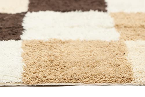 Image of THE HOME TALK Cotton Bathmats | Water Absorbent Runners | Regular Striped Rugs | Floor Mats for Kitchen, Bathroom & Sink | Ultra Soft Mats | Non-Slip Store (Beige, 50x80 CM)