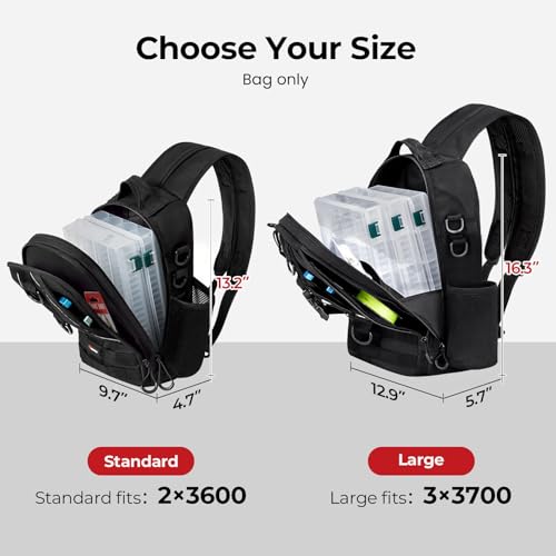 Image of Piscifun Fishing Backpack with Rod Holder, Lightweight Sling Bag Storge Gear and Equipment