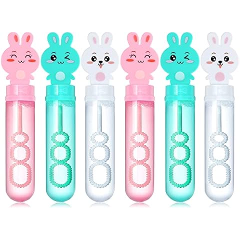 24 Pack Bunny Bubble Wands Easter Basket Stuffers, Bubble Wand Bulk Easter Toys Easter Gifts for Kids Stuffers Goody Bag Filler, Easter Party Favors for Girls Boys Adults Cover