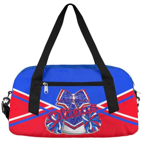 Personalized Cheerleader Bag Dance Bag for Girl, Custom Gym Bag Sport Duffel Bag, Weekender Bags Travel Duffel Bag Cheer Blue Red