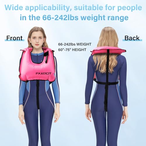 Faxpot Snorkel Vest, Adults Portable Kayaking Buoyancy Inflatable Swim Vest Jackets, Diving Surfing Adjustable Snorkeling Vest Swimming Jacket for Outdoor Water Sports Fun Safety by Faxpot - Image 8