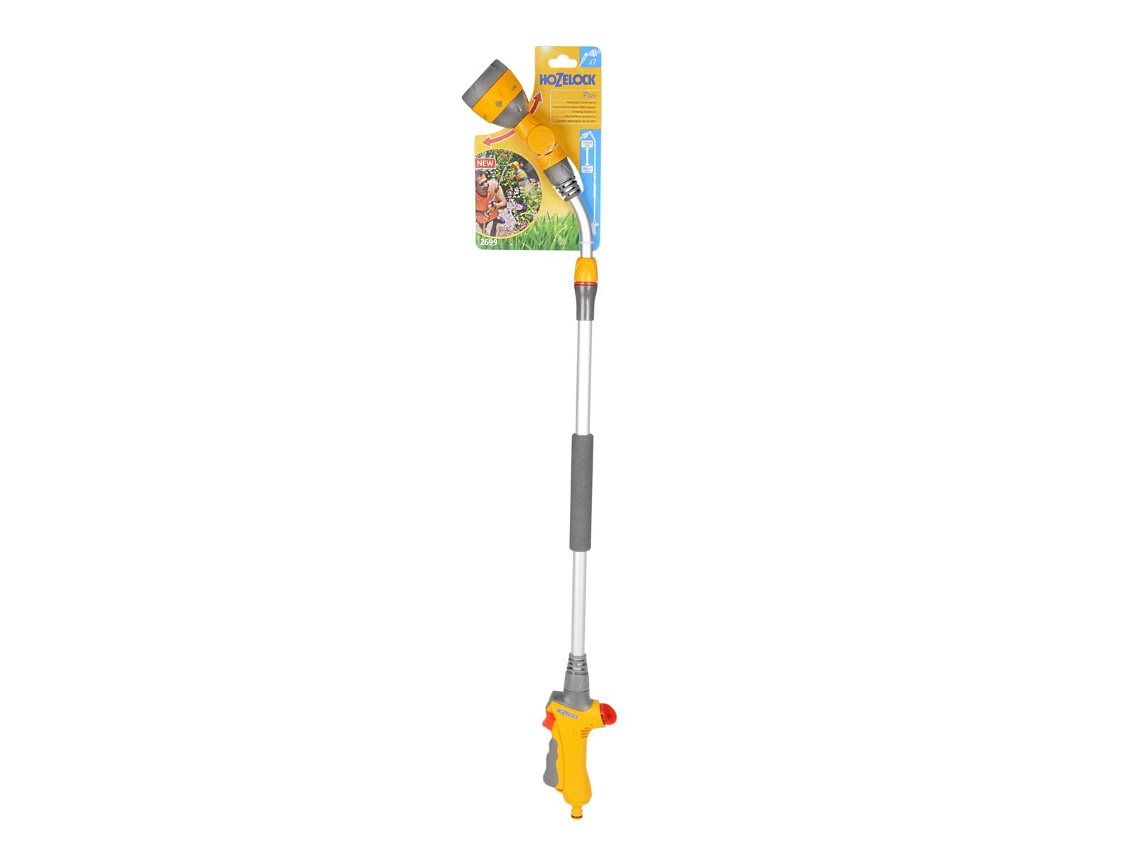 Hozelock | Telescopic Lance Spray Plus 140 | Raggiunge Fino a 140cm | Testa Regolabile | 7 Modalità di Spruzzo | Leggera | Ideale per Vasi Sospesi e Piante Difficili da Raggiungere