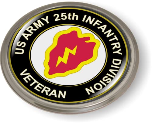 Image of 25th Infantry Division US Army Veteran CAR Emblem Badge Aluminum Bezel | Official U.S. Army Licensed Product, 3D Domed, Tropic Lightning Sticker, Semi-Flexible, made by BestLicensePlateFrames