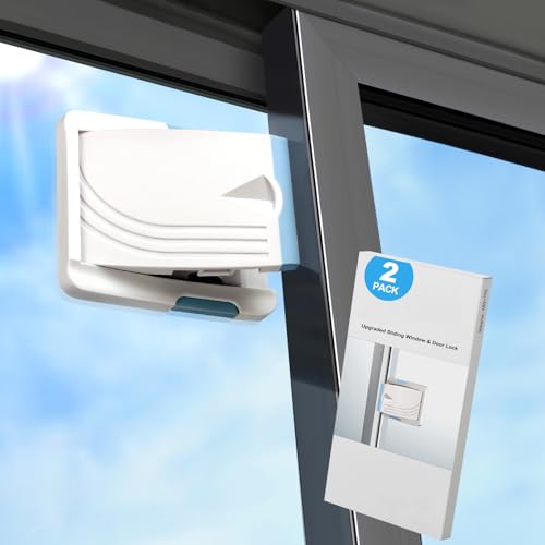 Sliding Door Locks 2-PackPrevents sliding doors from being opened; extra safety device for sliding doors; adhesive mount; fits glass sliding doors sliding windows sliding wardrobes etc. (Blue)