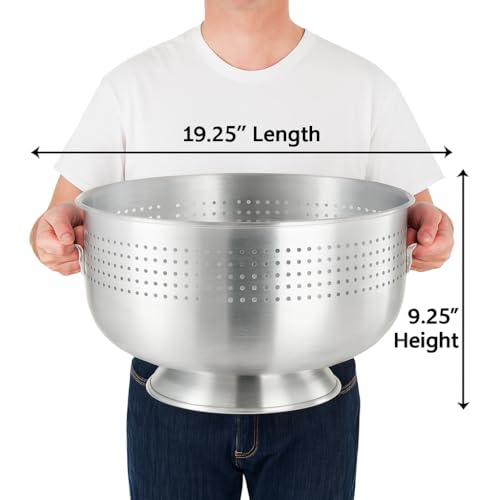 16 Qt. Aluminum Colander with Base and Handles – Heavy-Duty 16-Gauge Commercial Strainer for Pasta, Fruits, and Vegetables- (Large Colander with Top Diameter of 16.5 inches) (1, 16 Quart) - Image 4