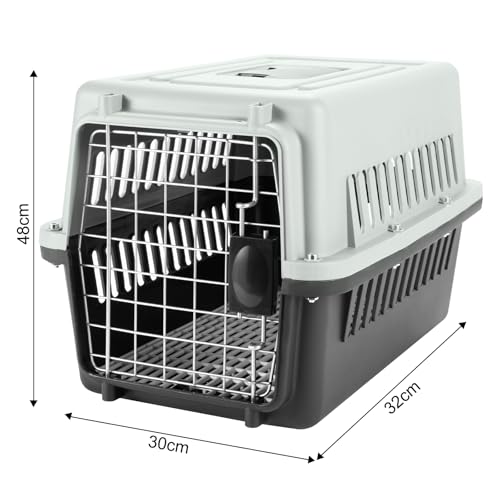 SKY-TOUCH Portable Hard Sided Pet Carrier Carry Breathable Crate Puppy Cage Tote Transport Box Travel Kennel for Cats, Kitten,Dog,Trips Outdoor, Safety closure system, Aeration grids