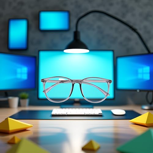Image of GANPUB Grey Blue Light Blocking Glasses, Computer Reading /Gaming /TV /Phones Glasses for Women Men, Anti Eyestrain and UV Glare,Vision Care