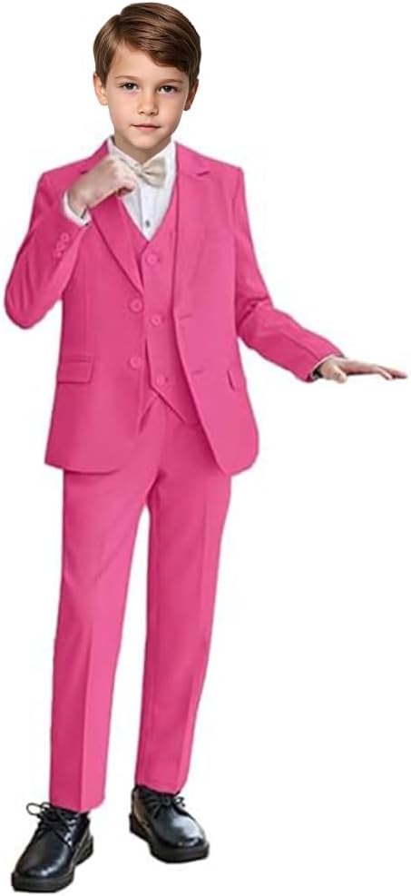 Boys Formal Suit 3 Piece Kids Tuxedo Suits Teen Boys Suits for Wedding Outfits Slim Fit Jacket Vest Pants Set