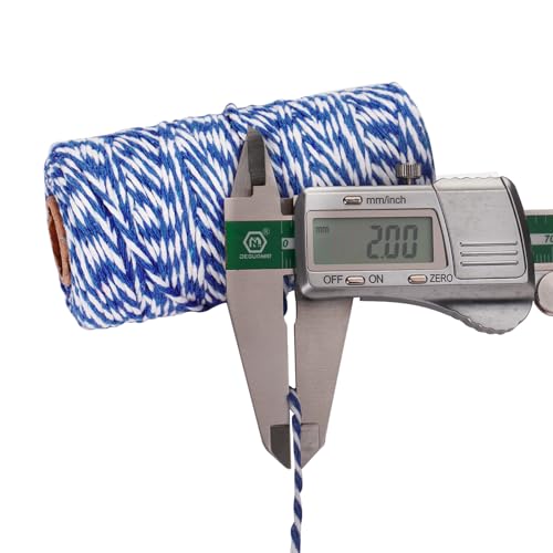 Image of jijAcraft Blue and White Twine String, 328 Feet Christmas Bakers Twine String, 2MM Heavy Duty Packing String for DIY Crafts, Christmas Decoration, Gift Wrapping, Craft Wrapping