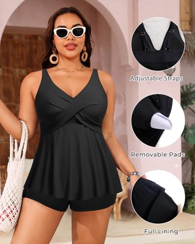 Plus Size Tankini Top Only - Flowy Bathing Suits Top Plus Size Swim Top 2025 Modest Swimsuits Top2