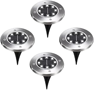 Solar Lights Outdoor Garden - Isilila 4pcs 8 LED Solar Ground Lights Gerden Lights Solar Powered Waterproof IP65 Path Lights for Yard Patio Driveway Walkway Lawn Pathway Landscape(White-4pcs)