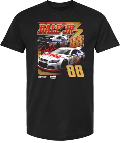 Dale Earnhardt Jr. #88 National Guard in High Gear Car 1 Sided Mens Black T-Shirt (US Alpha Medium Regular Regular)