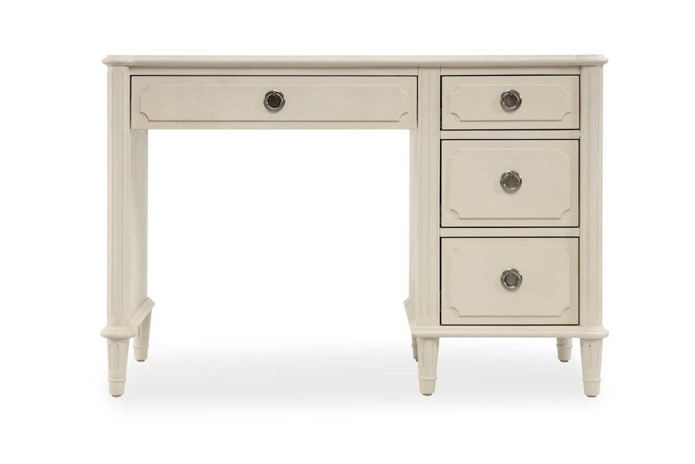 Homes R Us Paulette Wooden 4-Drawer Desk - White Height: 76.2Cm Length: 114.3Cm Width: 55.88Cm Cream