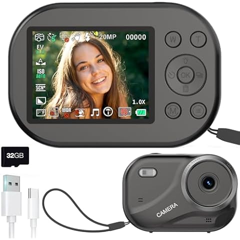 ZOMFOM Digital Camera for Teens, 48MP Autofocus Point and Shoot Anti-Shake Camera with 16X Zoom, 4K UHD Video Camera, 32GB Card, Portable Compact Vlogging Camera for Teens Girls Boys - Black Cover