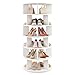 IBUYKE 6 Tier Rotating Shoe Rack, Wood 360°Spinning Shoe Rack Tower for 24 Pairs of Shoes, Vertical Round Shoe Handbag Organizer for Closet Entryway Living Room Bedroom, White WSR006W