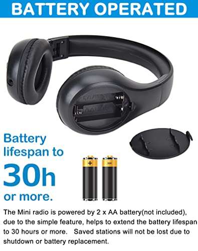Hanrongda Radio Headphones Portable Stereo Fm Radio With Best Reception, Dsp Digital Personal Wireless Headset With Preset Stations, Aa Battery Operated For Walking, Traveling, Jogging Hrd-600 #TOP4