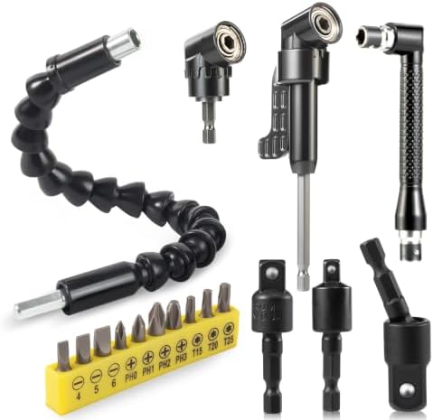WDWKH Right Angle Drill Attachment Kit, Flexible Shaft Extension & Socket Adapters for Tight Space
