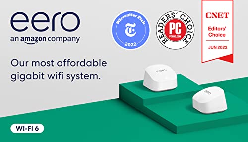 Certified Refurbished Amazon Eero 6+ Mesh Wi-Fi System | Fast And Reliable Gigabit Speeds | Connect 75+ Devices | Coverage Up To 3,000 Sq. Ft. | 2-Pack, 2022 Release #TOP7