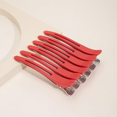XIZONLIN 6Pcs Hair Clips for Styling Sectioning Non Slip No-Trace Duck Billed Hair Clips Hair Cutting Clips for Hairdresser Women Men Girls Salon Home Hair Dying Accessories Red - Image 2