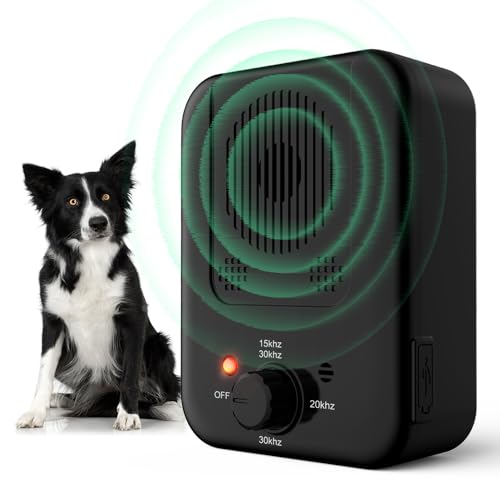 Anti Aboiements Chiens, 3 Réglable Fréquence Ultrasons Dispositifs Anti-aboiements avec Sifflet, 33 Pieds Rechargeable Dispositif Dissuasion pour Petits et...