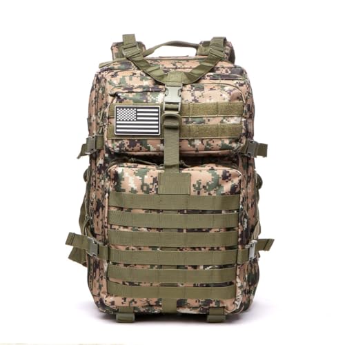 50L Sturdy Nylon Waterproof Fishing Hunting Backpack Outdoor Military Rucksacks Tactical Sports Camping Hiking (Camouflage green) - Image 6