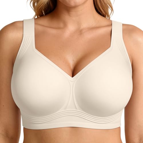 Image of LetsJoli Bras for Women Supportive Wireless Push Up Bra Full Coverage No Underwire Seamless Plus Size for Older Women