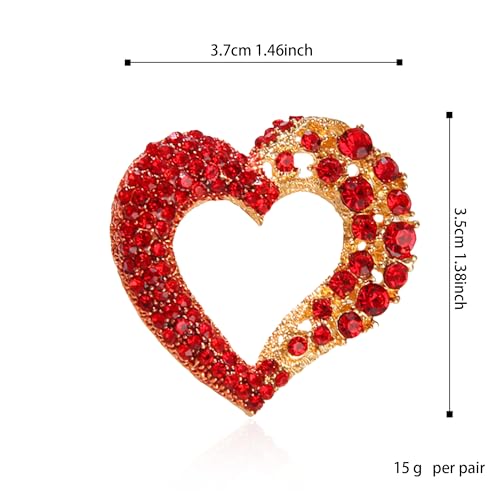 Image of Brooch Pins for Women Fashion Vintage Crystal Rhinestone Red Love Heart Brooch Pin Valentine's Day Birthday Jewelry Gift