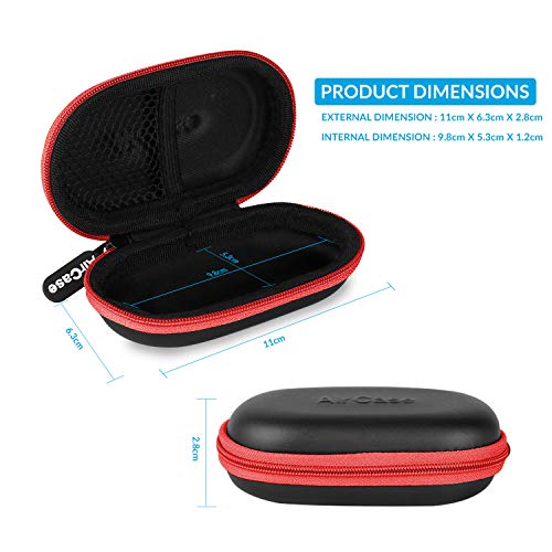 Image of AirCase Rugged Hard Drive Case for 2.5-inch Western Digital, Seagate, Toshiba & C41- Earphone Case Pouch & Travel Organizer for Earphone, Pen Drives, Memory Card, Data Cable (Red Zip)