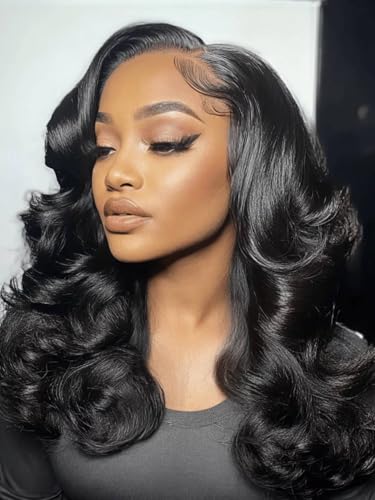 Image of Beauty Forever Glueless HD Lace Real Scalp Wig 13x4 Invisible Lace Frontal Loose Wave with Face Framing Curtain Bangs Bye Bye Cap Human Hair Pre Plucked Pre Cut Drawstring Wig 180% Density 16inch