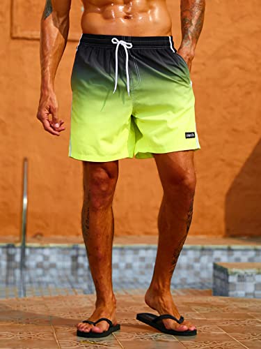 WDIRARA Men's Letter Patched Drawstring Waist Swim Trunks Quick Dry Pocket Swim Beach Shorts4