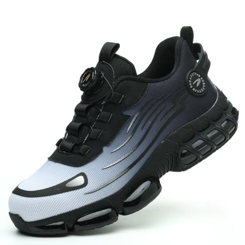Generisch Zapatos de trabajo para hombre Zapatos de seguridad Tendencias Botón a presión Anti-Smashing y Anti-Puncture Tobillera Botas para Mujer, caqui, 44 EU