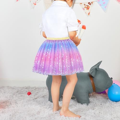 Image of KEREDA Toddler Girls Layered Tutu Skirt Sparkling Sequin Tulle Dance Skirts
