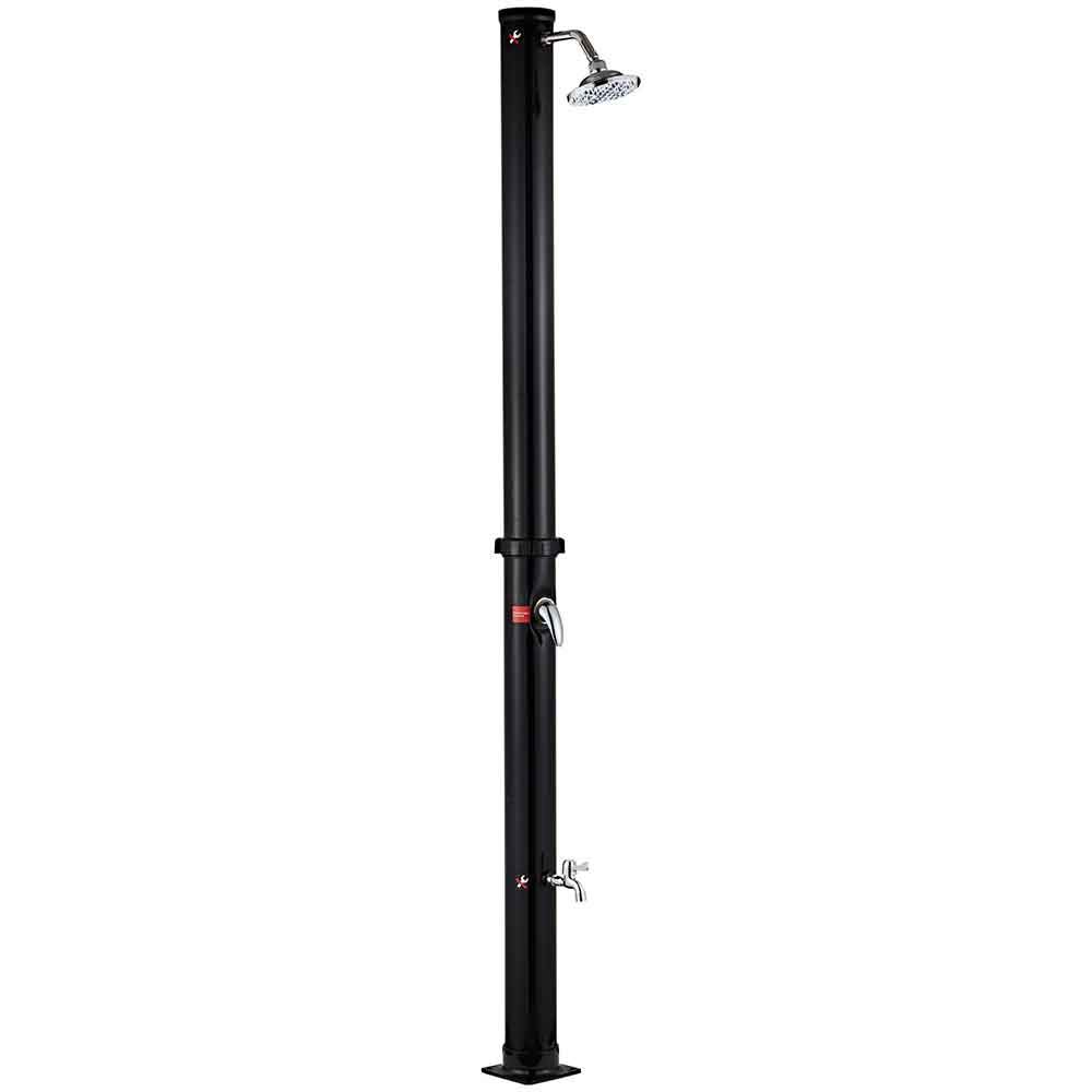 BAKAJI Ducha Solar para jardín, Piscina Exterior, Camping, depósito de 35 litros con alcachofa Ajustable para Lavar pies, Mezclador de Agua Caliente, conexión Manguera de jardín, tamaño 220 x 16,5 x