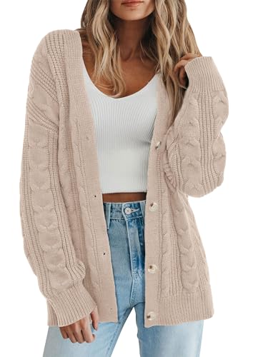 PRETTYGARDEN Womens Oversized Cable Knit Cardigan...